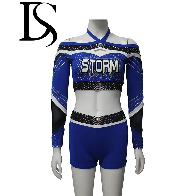 blue cheerleading uniforms