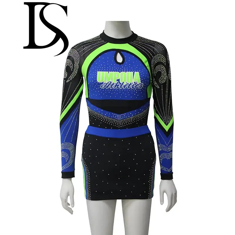 green cheerleading uniforms