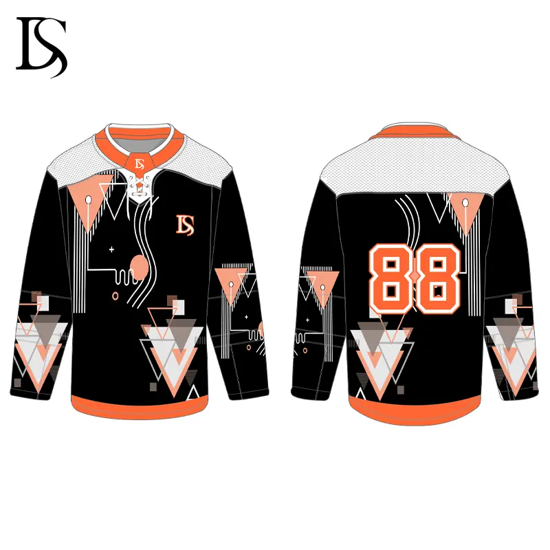 High quanlity customized sublimated Fashion school Ice Hockey Jerseys set with strips