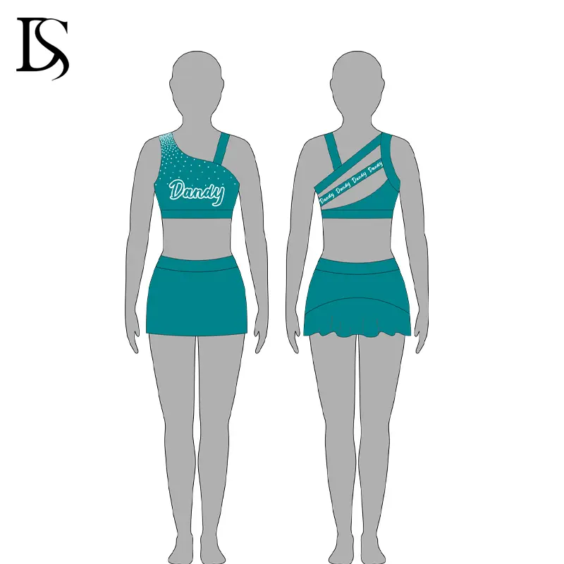 Professional Custom Red Cheerleading Bra and Shorts Gym Set Unique Design Cheer Practice Wear - Image 3