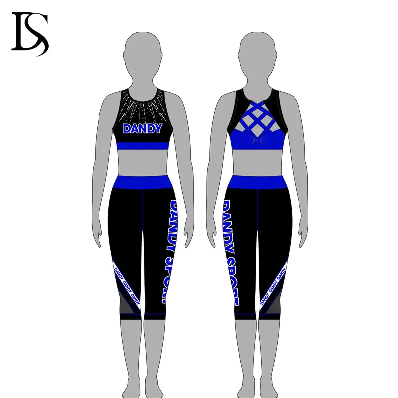 Good Quality Cheerleader Costume Sublimation Cheer Rhinestone Uniforms Cheer Dance Kids Practice Wear for Competition - Image 6