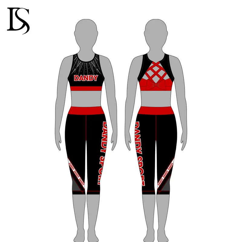 Good Quality Cheerleader Costume Sublimation Cheer Rhinestone Uniforms Cheer Dance Kids Practice Wear for Competition - Image 3