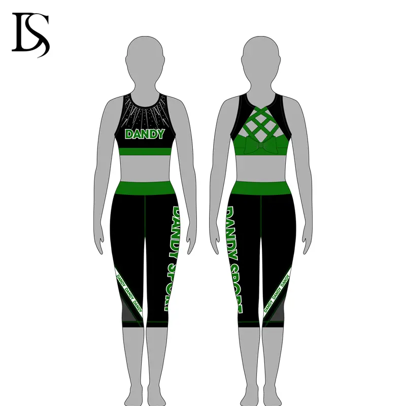 Good Quality Cheerleader Costume Sublimation Cheer Rhinestone Uniforms Cheer Dance Kids Practice Wear for Competition - Image 4