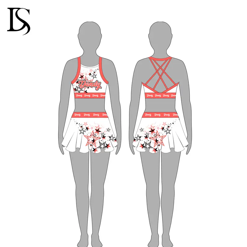 High Quality Software Cheerleading Practice Uniform Spandex Polyester Girls' Athletics Cheer Practice Wear for Children - Image 7