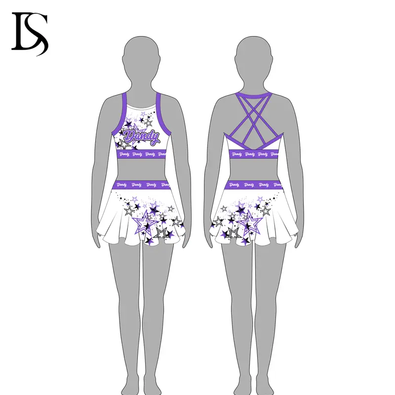 High Quality Software Cheerleading Practice Uniform Spandex Polyester Girls' Athletics Cheer Practice Wear for Children - Image 5