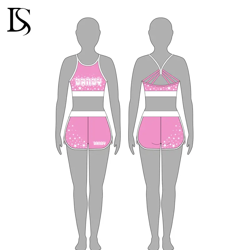 Factory Price Sublimated Cheerleading Training Set Female's Uniforms Bra Shorts for Girls Cheer Practice Wear - Image 7