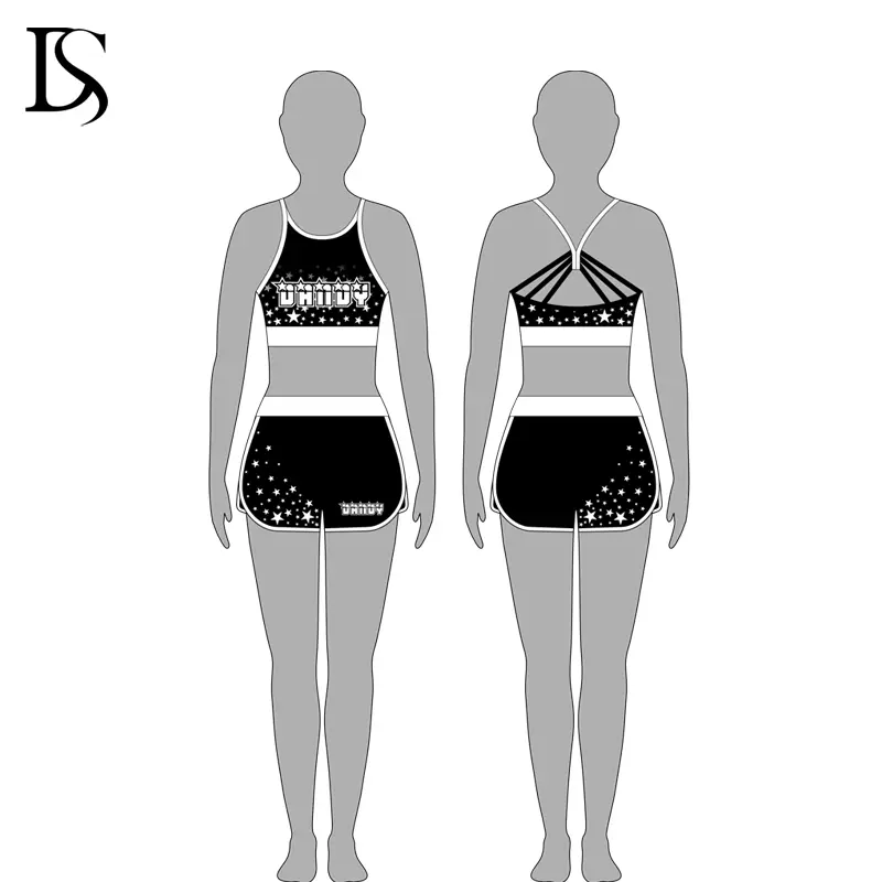 Factory Price Sublimated Cheerleading Training Set Female's Uniforms Bra Shorts for Girls Cheer Practice Wear - Image 6