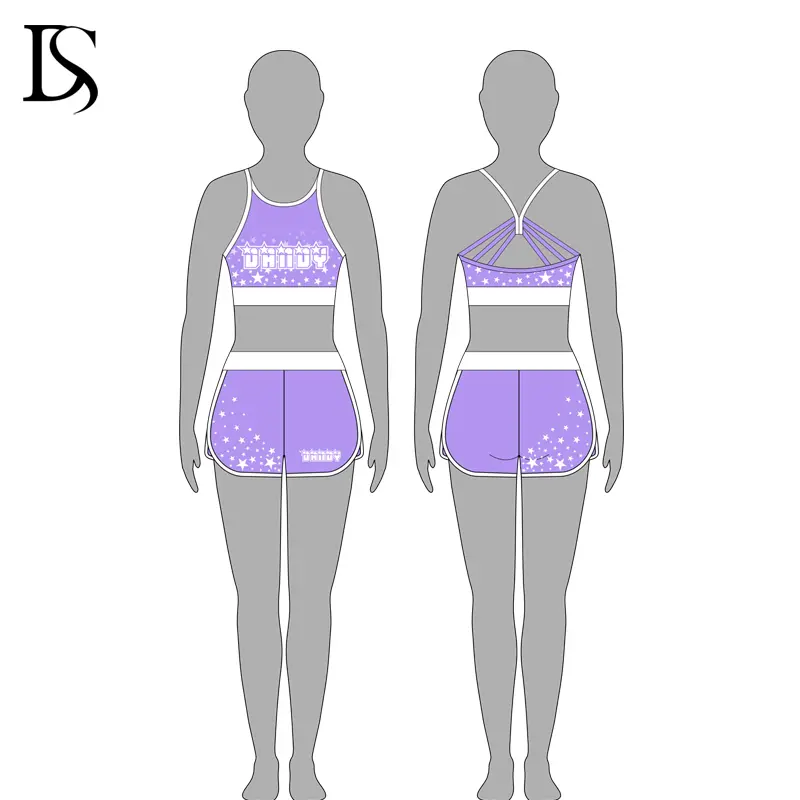 Factory Price Sublimated Cheerleading Training Set Female's Uniforms Bra Shorts for Girls Cheer Practice Wear - Image 3