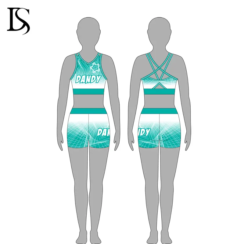 Fully Sublimation Cheerleading Outfit Bra and Skirt with Shorts Underneath Fabric Cheer Uniform Set Style - Image 6