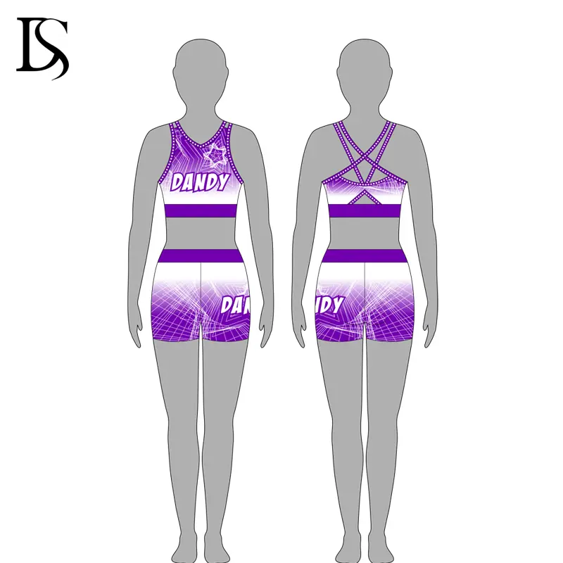 Fully Sublimation Cheerleading Outfit Bra and Skirt with Shorts Underneath Fabric Cheer Uniform Set Style - Image 3