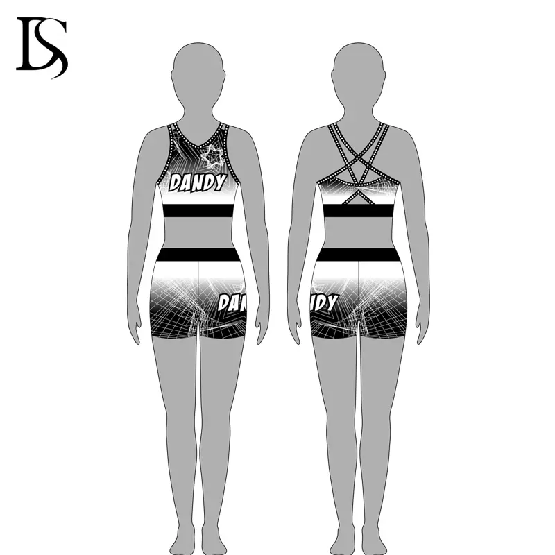 Fully Sublimation Cheerleading Outfit Bra and Skirt with Shorts Underneath Fabric Cheer Uniform Set Style - Image 4
