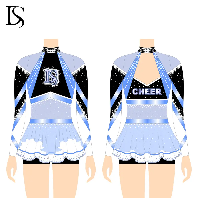 Wholesale custom cheerleader costume good quality long sleeve cheer ...