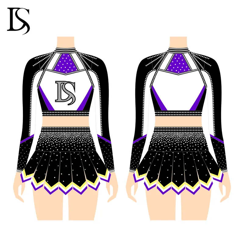 custom color, fabric, logos ,low moq for cheer uniform