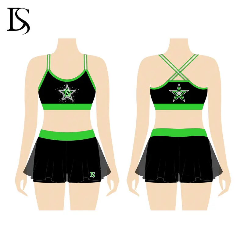 Good Quality Girls' Crop Top Shorts Children's Performance Wear for Cheerleading Dance Practice Outfit Customizable - Image 3