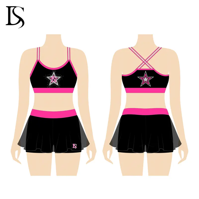 Good Quality Girls' Crop Top Shorts Children's Performance Wear for Cheerleading Dance Practice Outfit Customizable - Image 5
