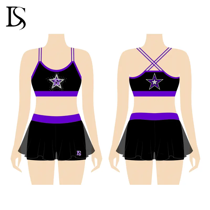 Good Quality Girls' Crop Top Shorts Children's Performance Wear for Cheerleading Dance Practice Outfit Customizable - Image 6