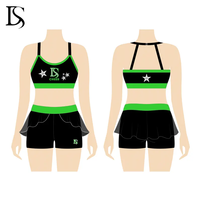 Latest Design Fitness Cheer Bras and Shorts Crops and Shorts Youth Cheer Practice Wear for Girls - Image 3