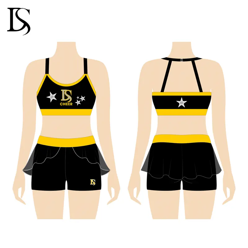 Latest Design Fitness Cheer Bras and Shorts Crops and Shorts Youth Cheer Practice Wear for Girls - Image 4