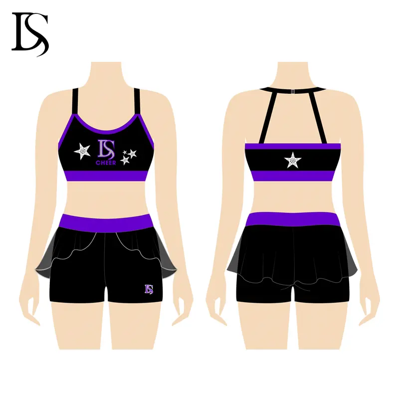 Latest Design Fitness Cheer Bras and Shorts Crops and Shorts Youth Cheer Practice Wear for Girls - Image 6