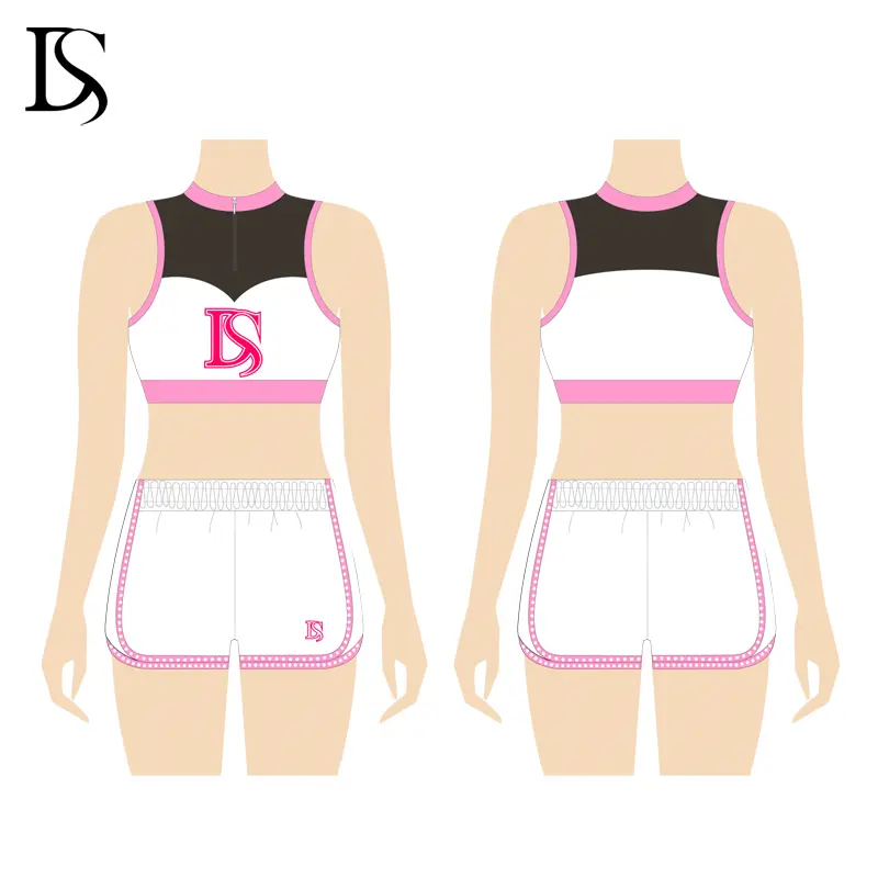 High Quality Cheer Practice Wear Costumes Blue White Cheerleading Sport Bra and Shorts for Training - Image 3