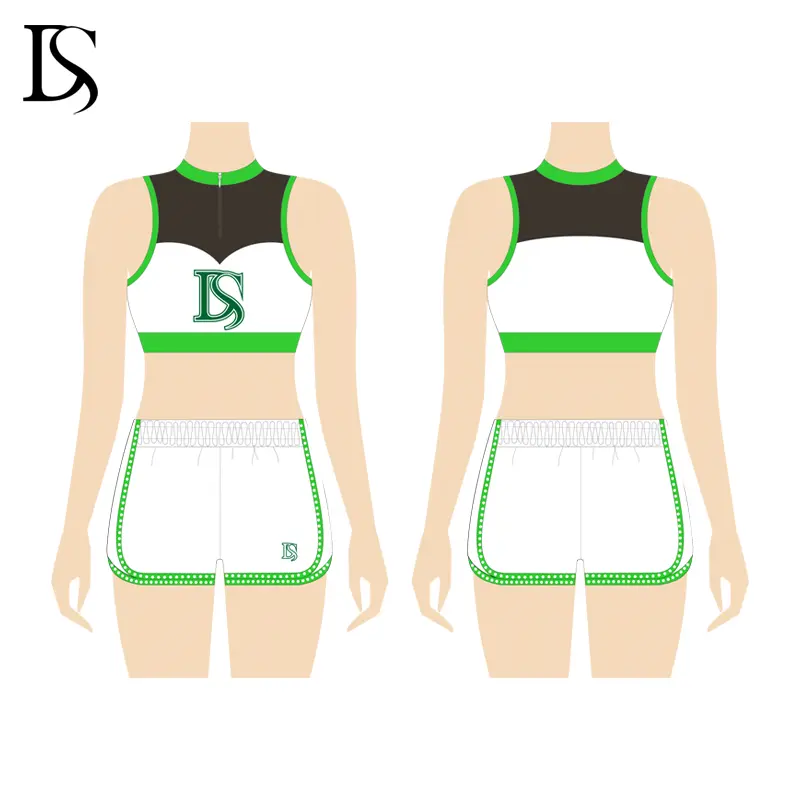 High Quality Cheer Practice Wear Costumes Blue White Cheerleading Sport Bra and Shorts for Training - Image 5