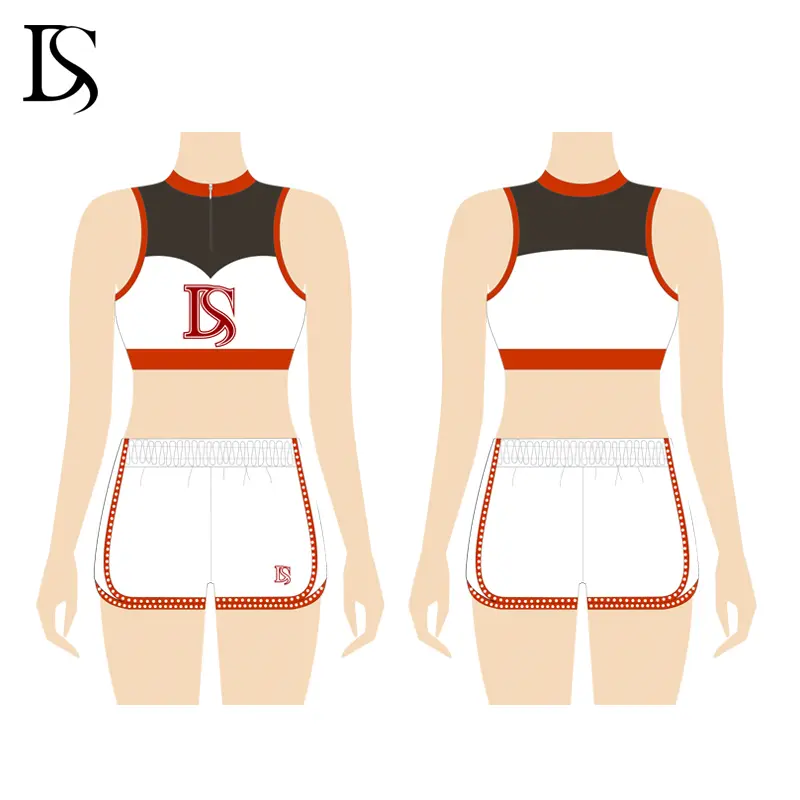 High Quality Cheer Practice Wear Costumes Blue White Cheerleading Sport Bra and Shorts for Training - Image 6