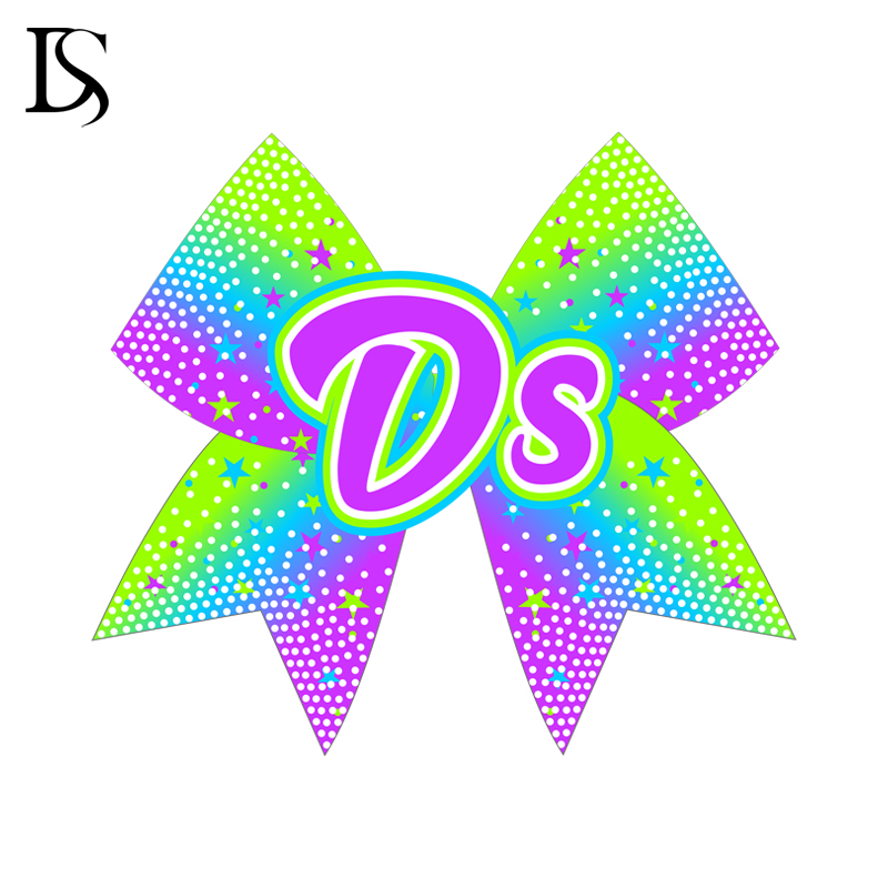 Custom colorful hair cheerleading bow sparkly rhinestones