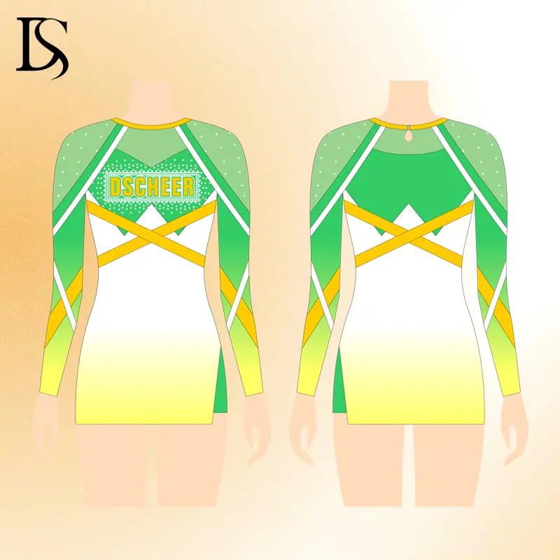 OEM logo green sublimation cheer uniforms Activity cheerleading uniform sportswear - Image 4