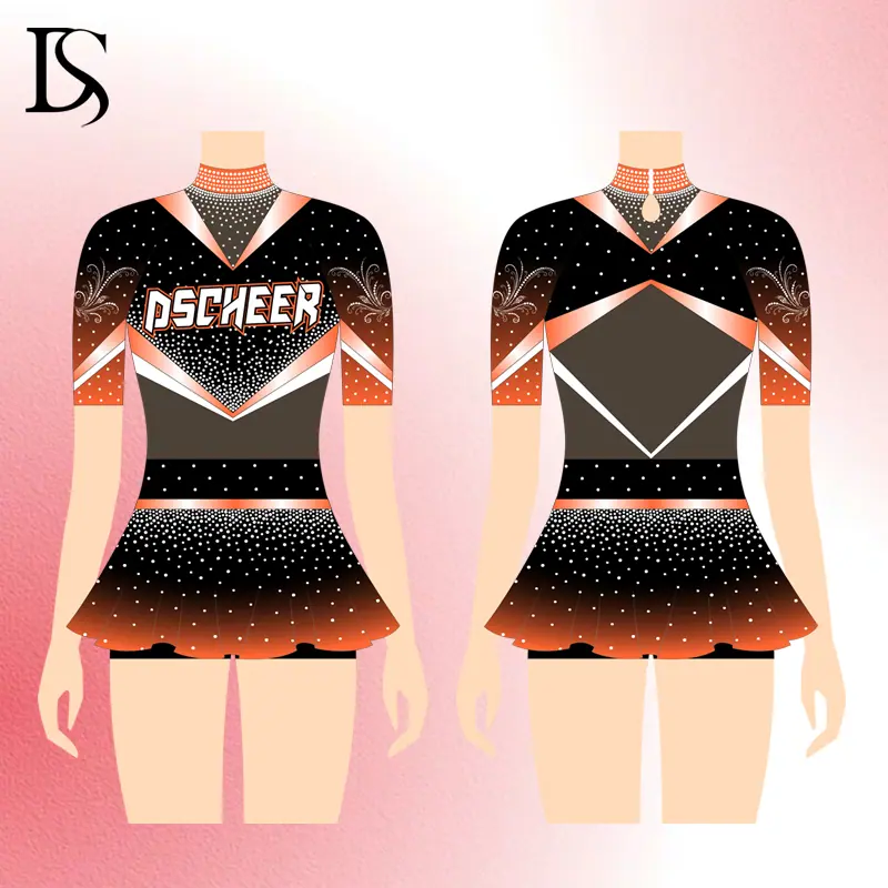 Hot Selling Custom Made Cheer Wear Sets for Kids AB Rhinestone Cheerleading Uniforms - Image 7