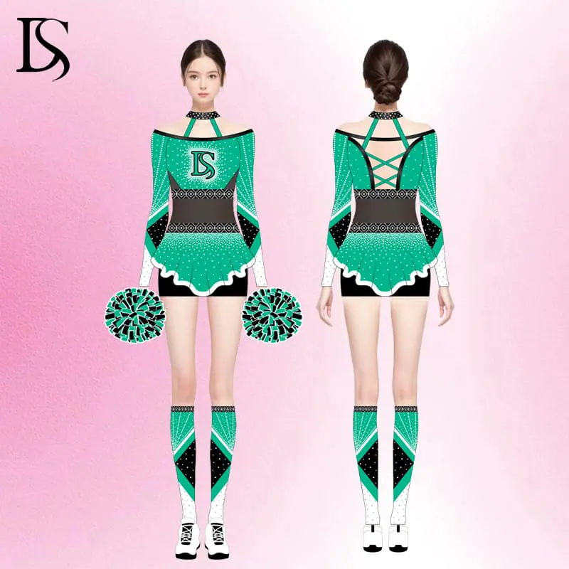 One stop cheer practice wear warm up top and skirts cheerleading tracksuits cheerleader costumes - Image 3