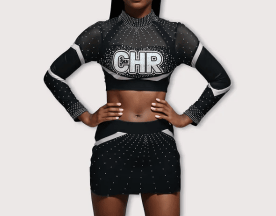 High quality Sublimated Cheer Uniform competition Cheerleading Uniform with diamonds for youth women